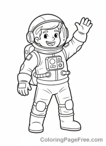 Adults coloring page - Astronaut waving