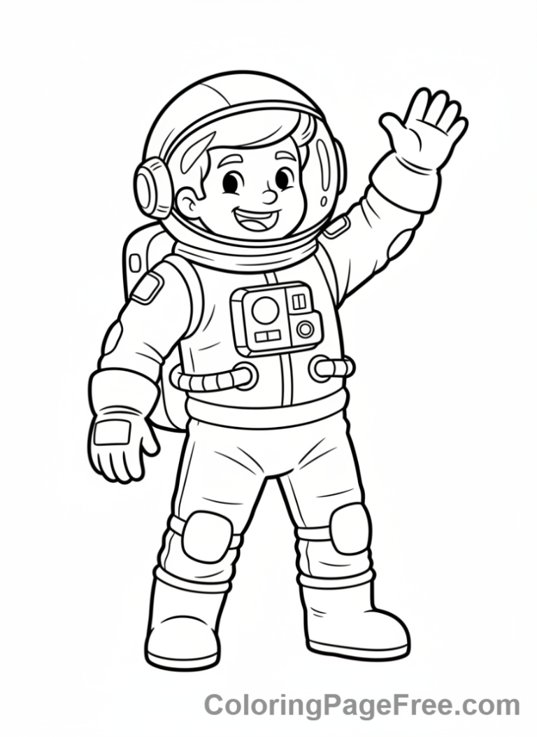 People at work coloring page - Astronaut waving