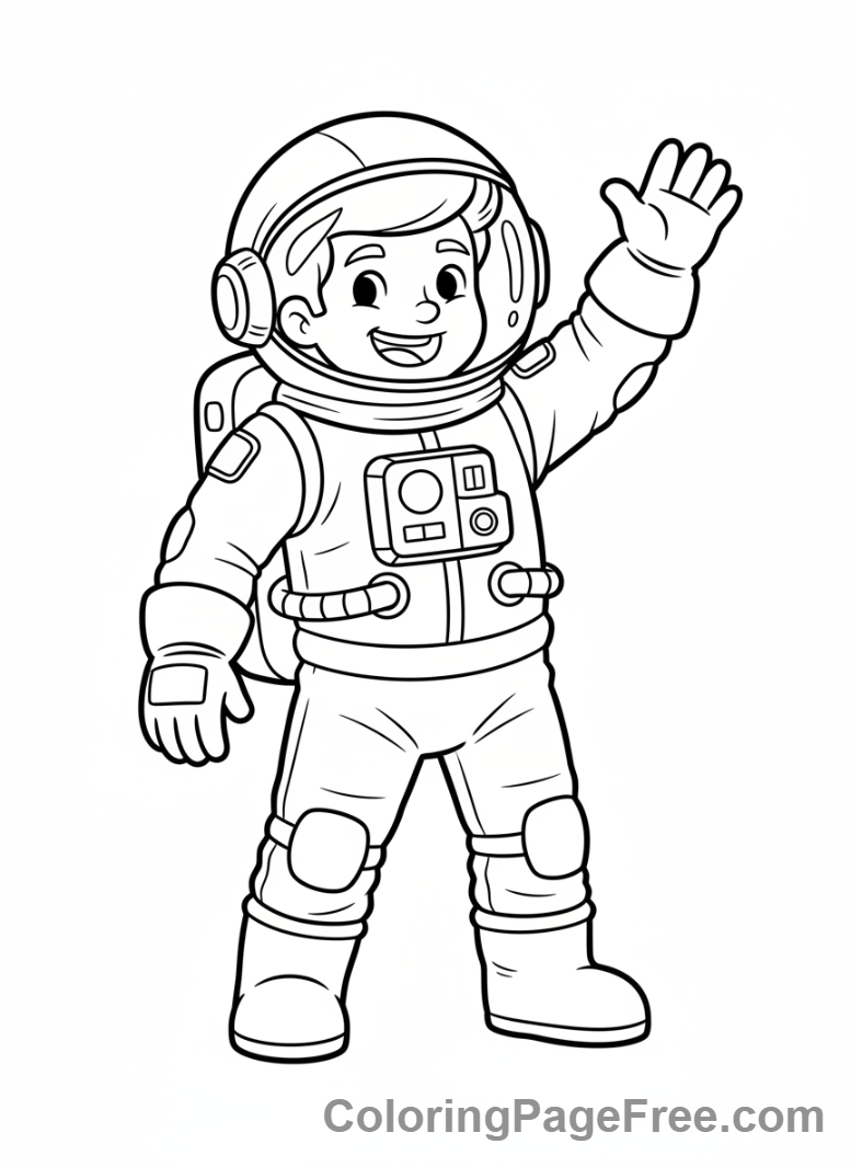 Adults coloring page - Astronaut waving