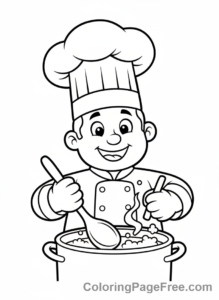 Adults coloring page - Chef cooking food