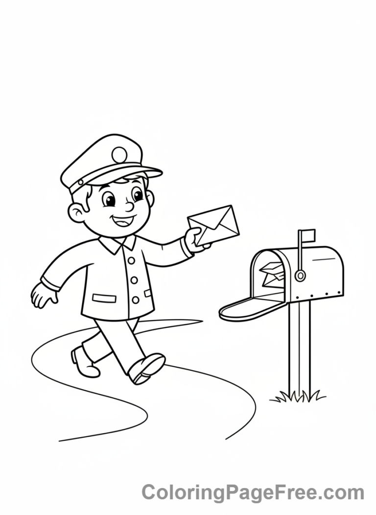 People at work coloring page - Mail carrier delivery