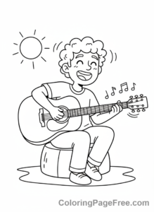 Adults coloring page - Musician playing guitar