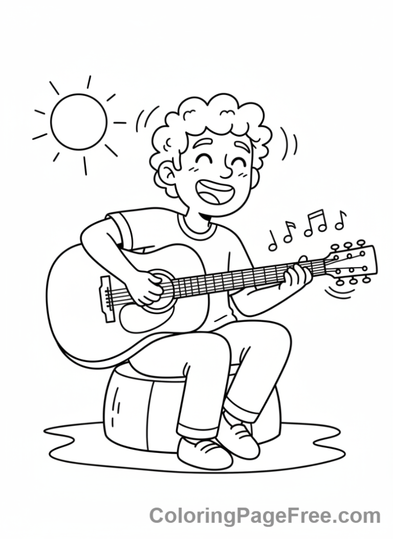 People at work coloring page - Musician playing guitar