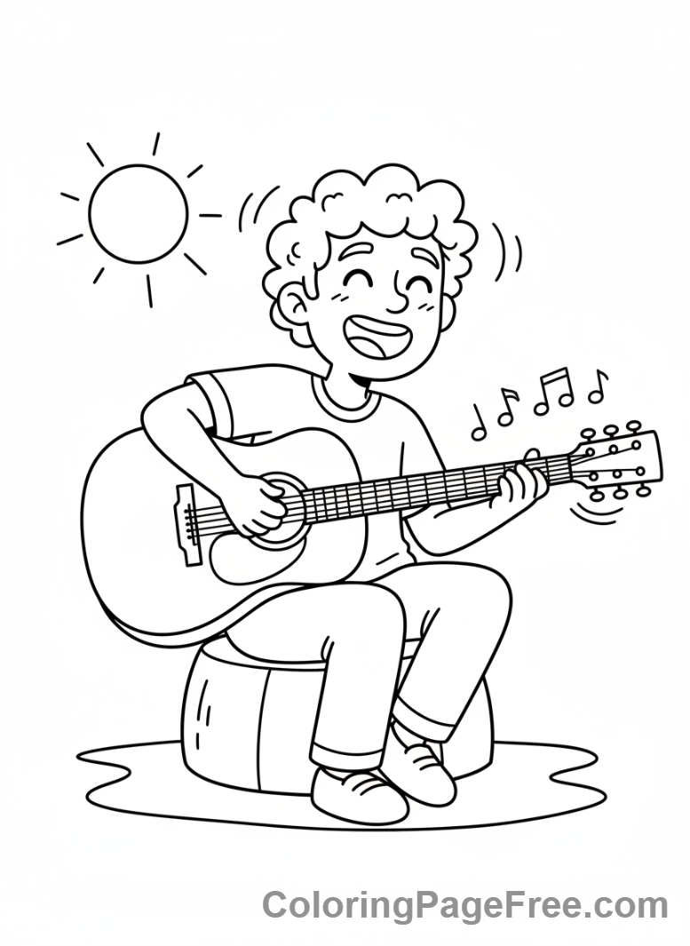 Adults coloring page - Musician playing guitar