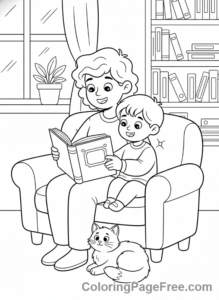 Adults coloring page - Parent reading child