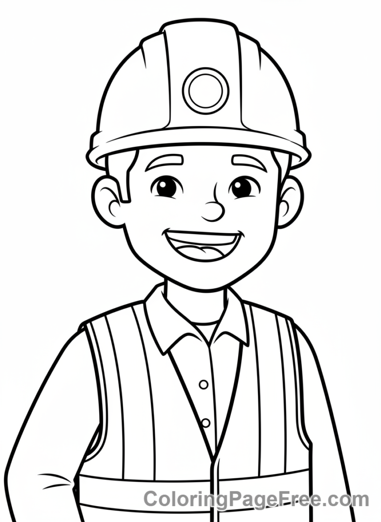 People at work coloring page - Worker wearing helmet