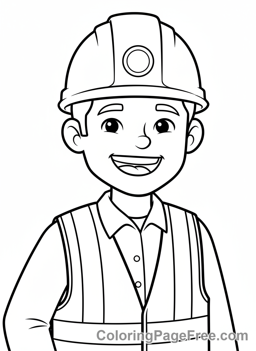 Adults coloring page - Worker wearing helmet