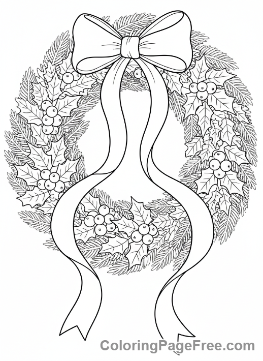 Advent Wreath coloring page - Holly berries wreath