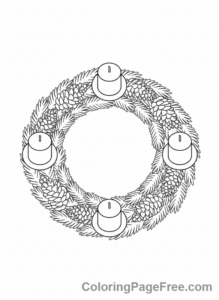 Advent Wreath coloring page - Overhead wreath view