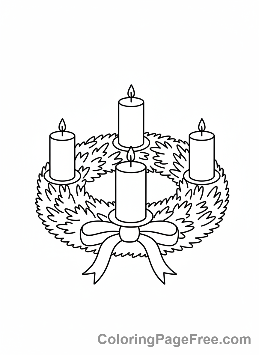 Advent Wreath coloring page - Simple Advent wreath
