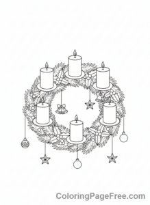 Advent Wreath coloring page - Wreath Christmas ornaments