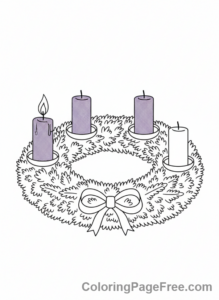 Advent Wreath coloring page - Wreath first candle