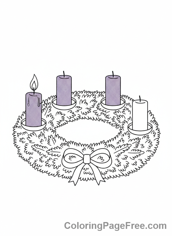 Advent Wreath coloring page - Wreath first candle