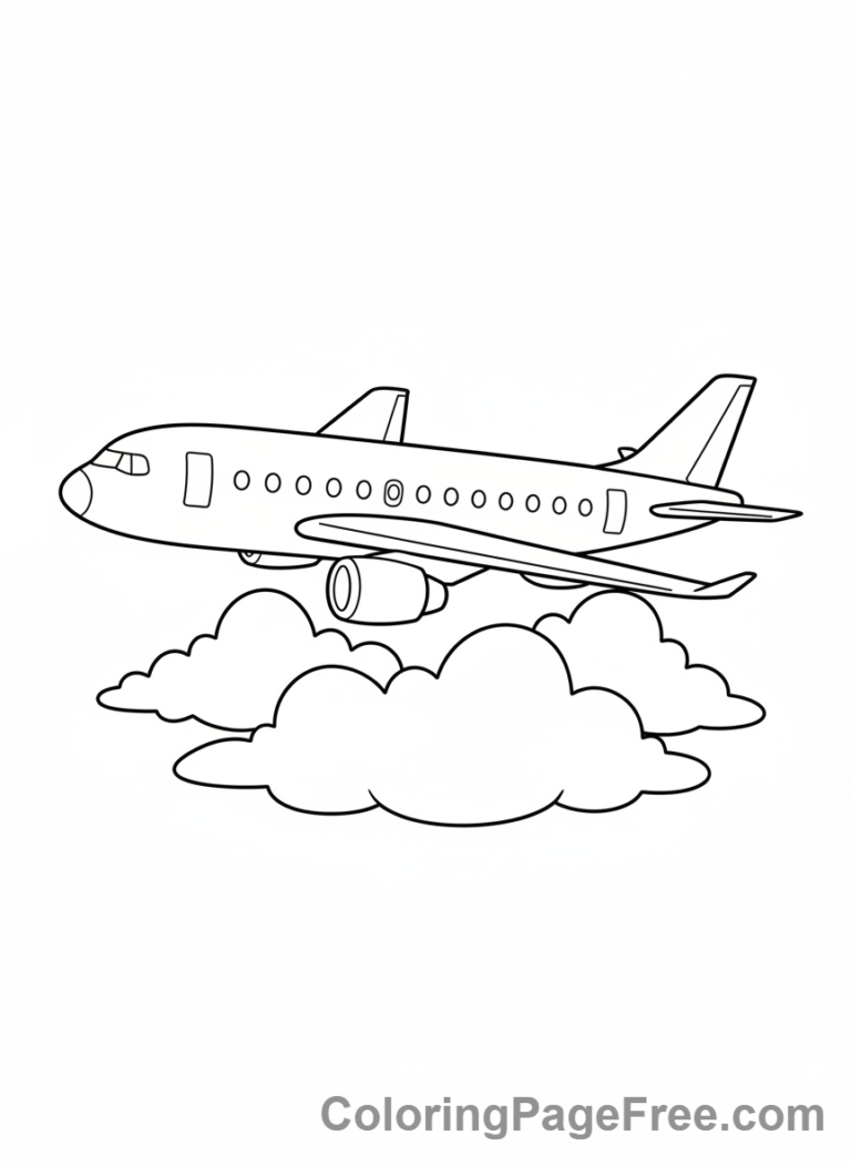 Airplane coloring page - Airplane above clouds