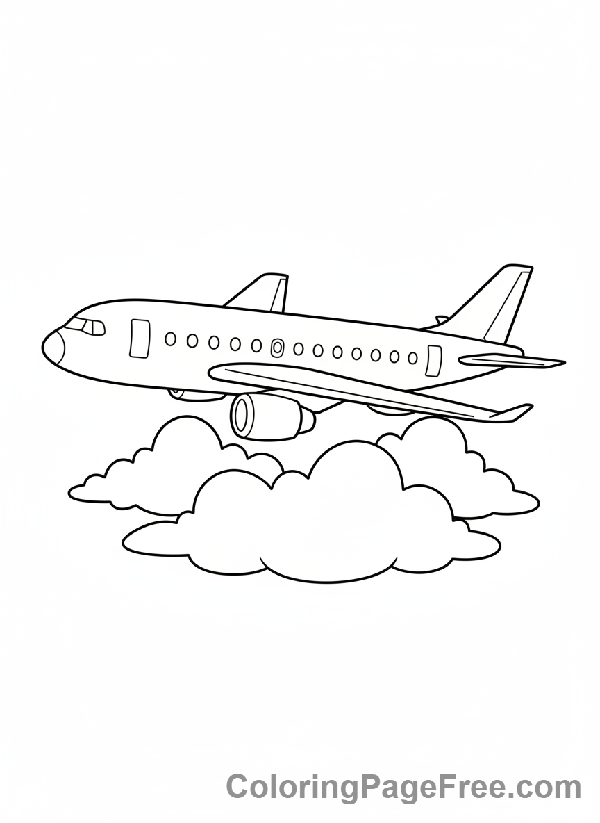 Airplane coloring page - Airplane above clouds