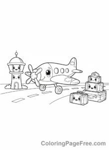 Airplane coloring page - Airplane at airport
