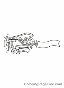 Airplane coloring page - Biplane banner
