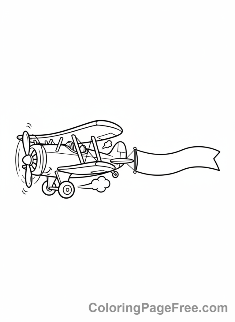 Airplane coloring page - Biplane banner