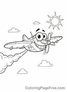 Airplane coloring page - Funny cartoon plane