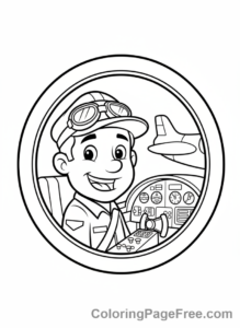 Airplane coloring page - Pilot in cockpit