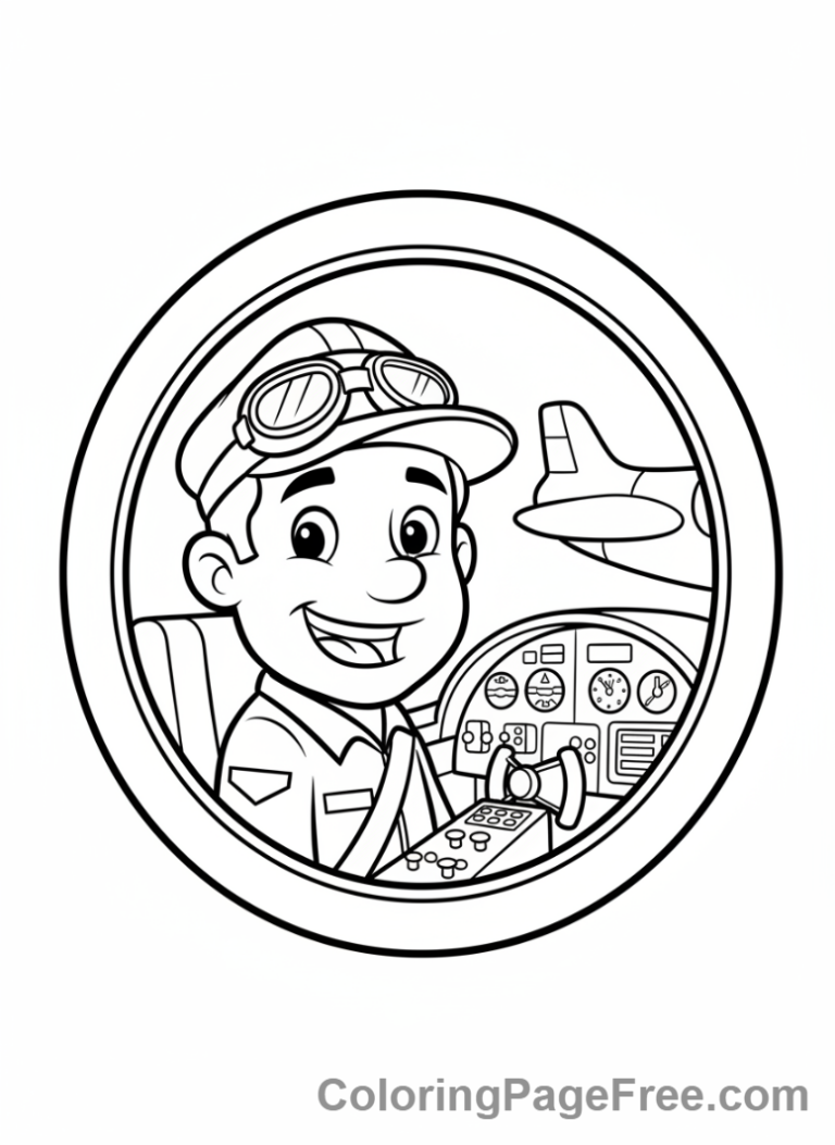 Airplane coloring page - Pilot in cockpit