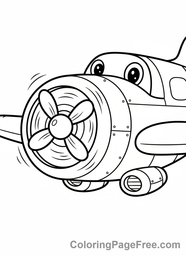 Airplane coloring page - Propeller close-up