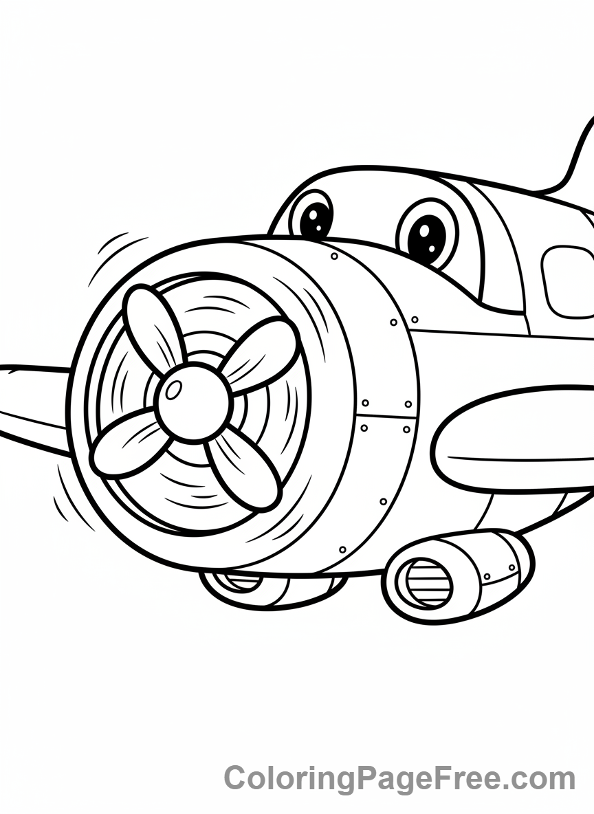 Airplane coloring page - Propeller close-up