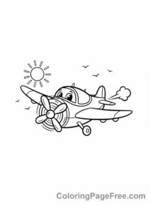 Airplane coloring page - Simple airplane flying