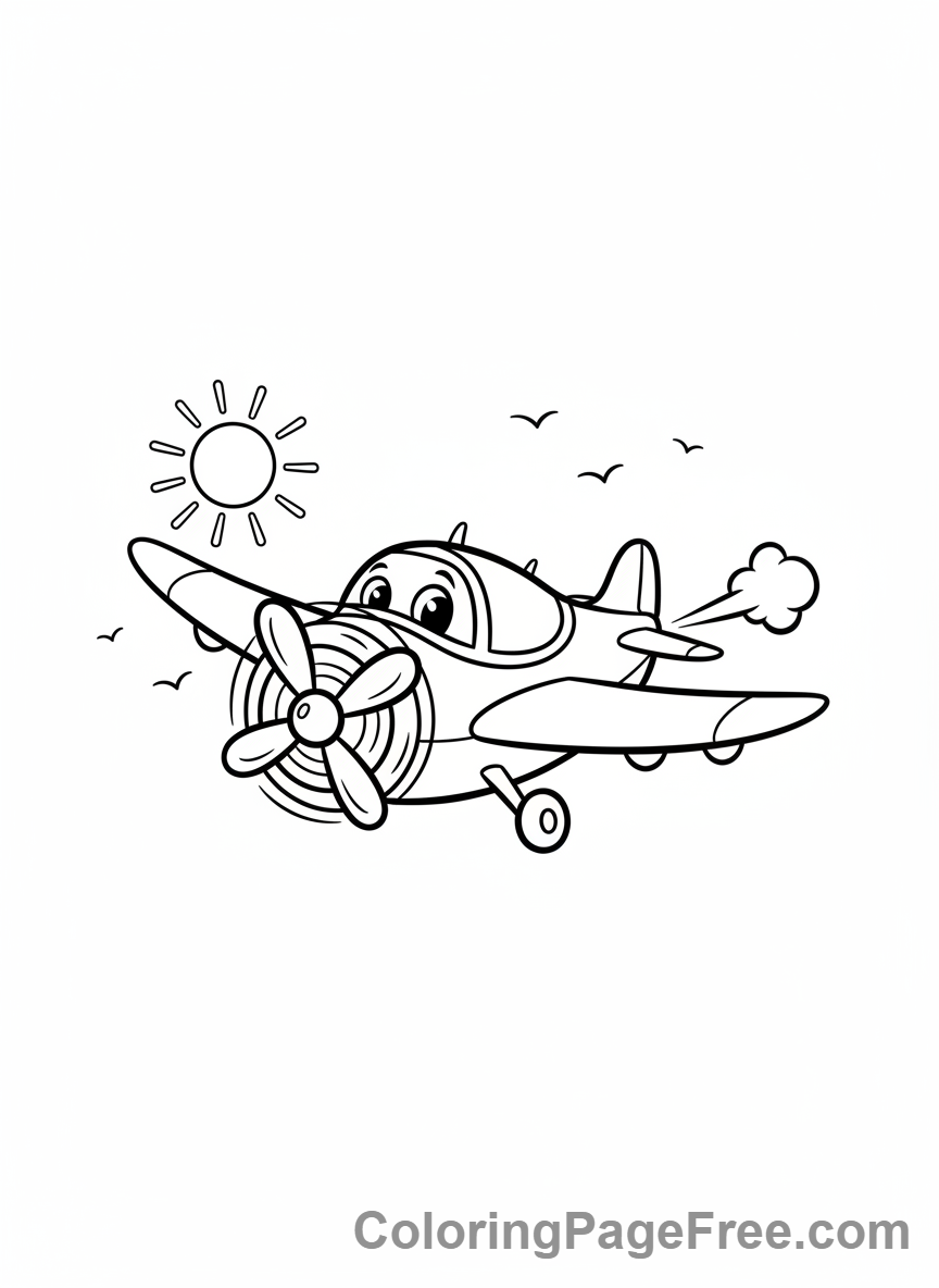 Airplane coloring page - Simple airplane flying