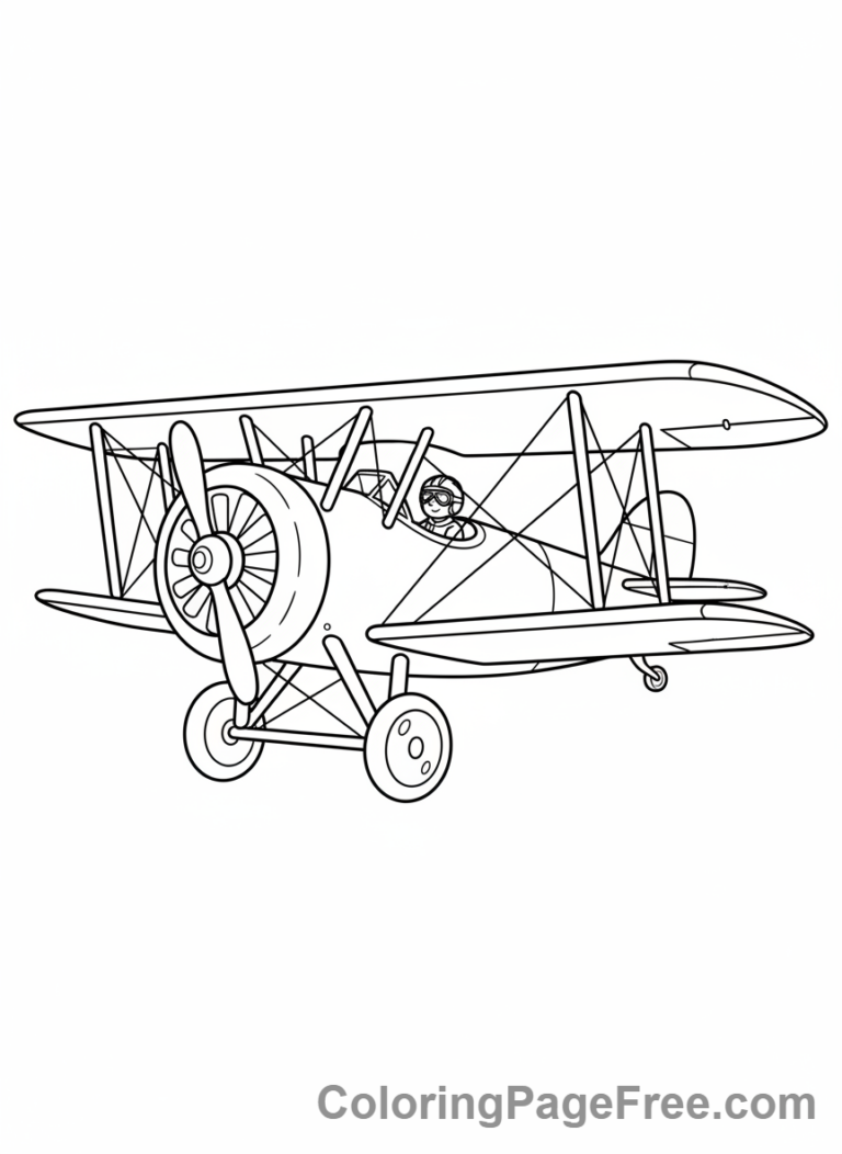 Airplane coloring page - Vintage propeller plane