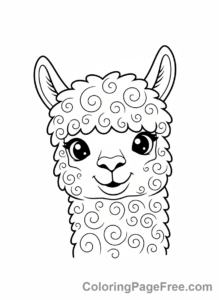 Alpaca coloring page - Alpaca curious look