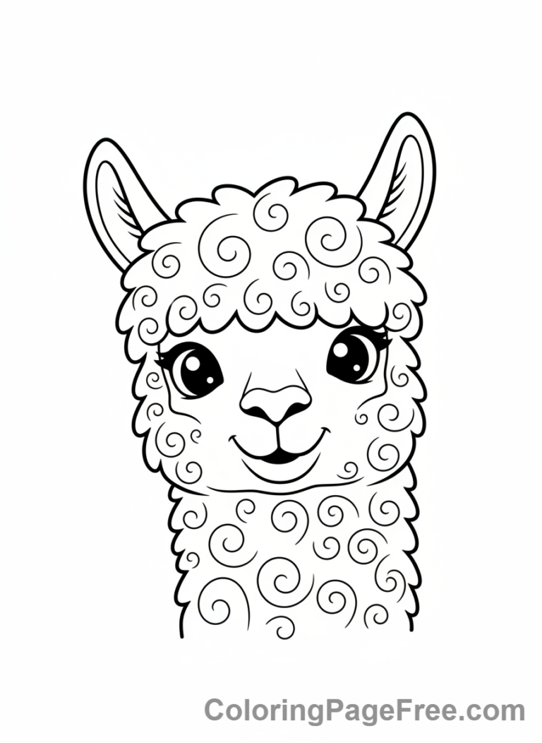 Alpaca coloring page - Alpaca curious look
