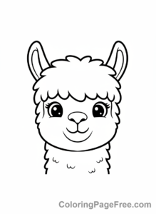 Alpaca coloring page - Alpaca happy face