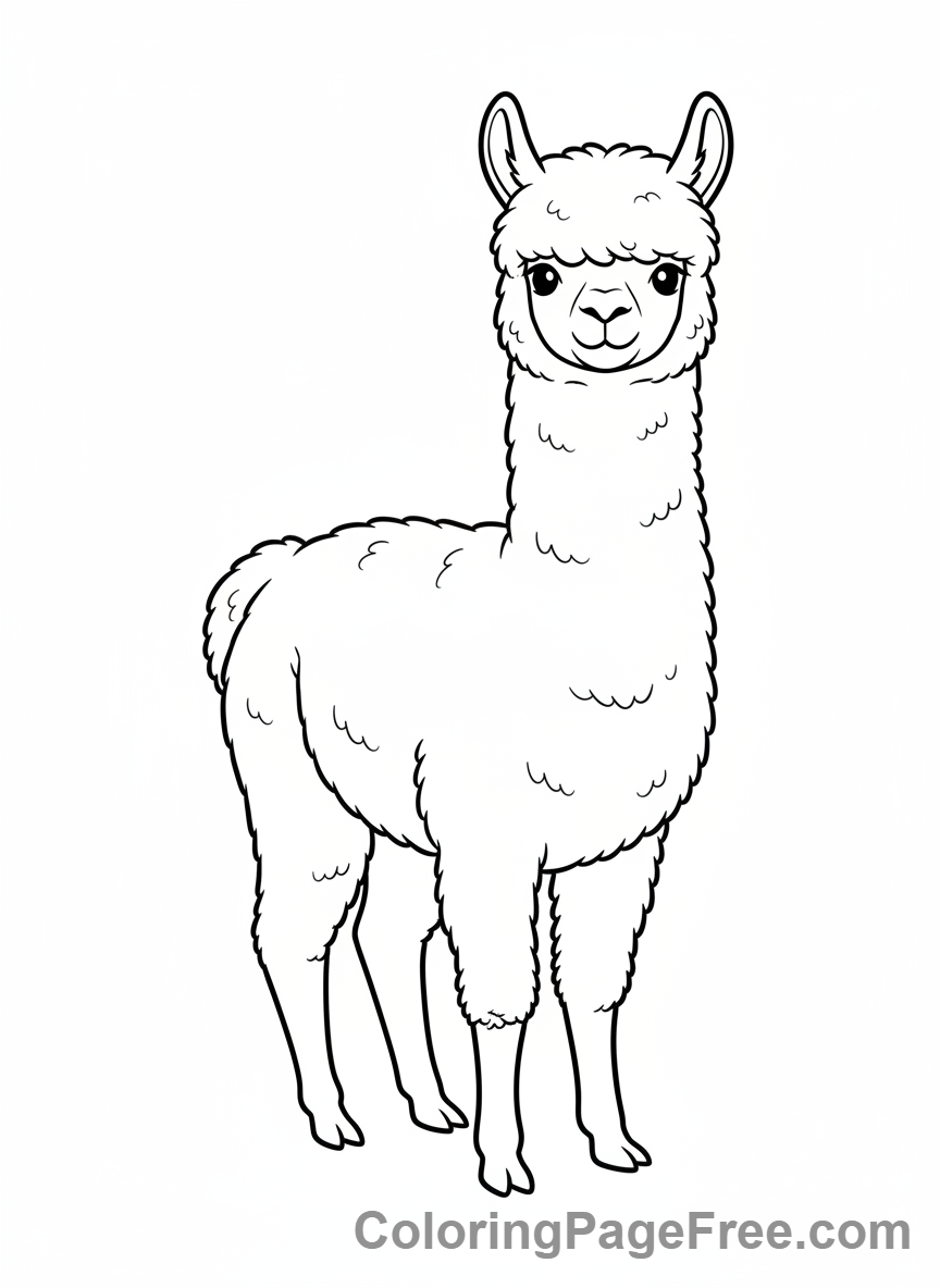 Alpaca coloring page - Alpaca standing calm