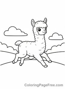 Alpaca coloring page - Baby alpaca playing
