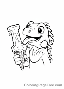 Alphabet coloring page - Letter I Iguana Ice Cream