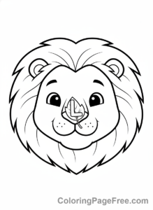Alphabet coloring page - Letter L Lion Leaf