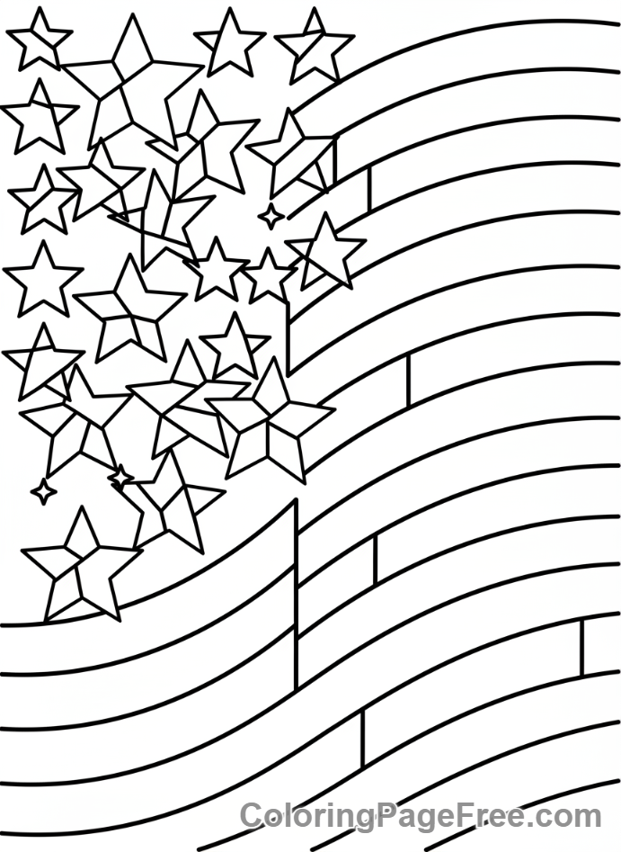 American Flag coloring page - Abstract Flag Pattern