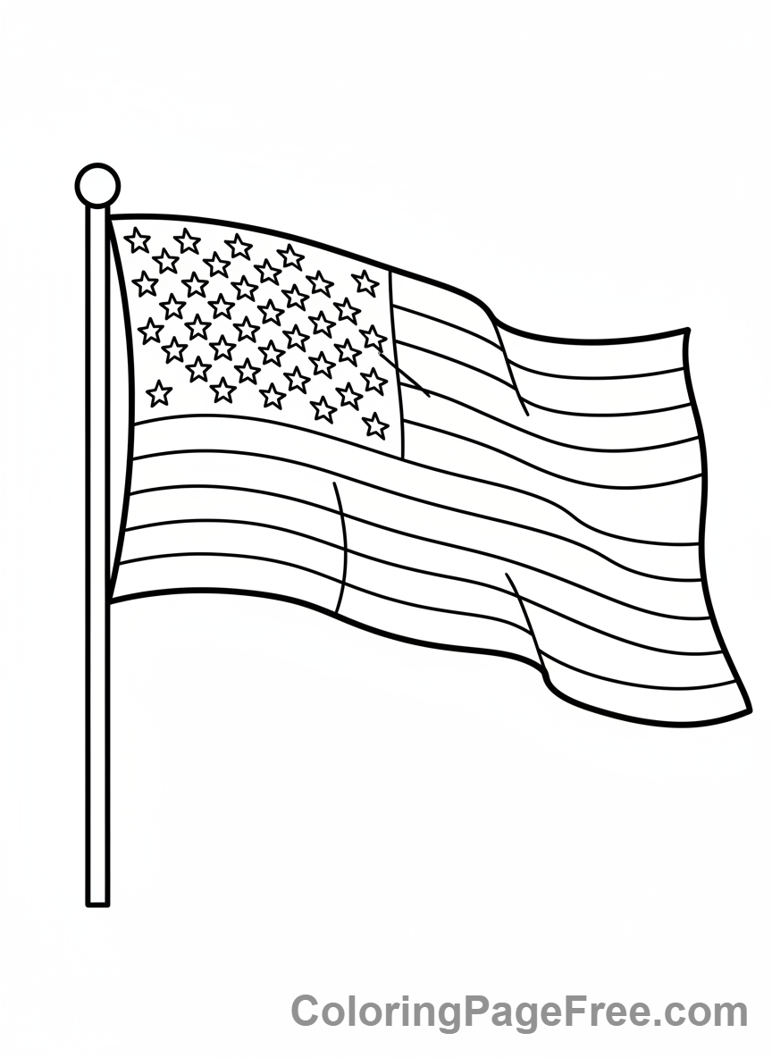 American Flag coloring page - American Flag Waving