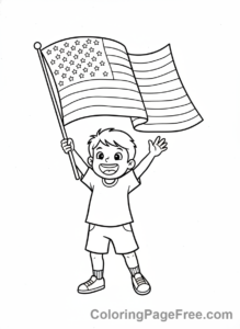 American Flag coloring page - Child Waving Flag