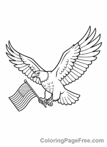 American Flag coloring page - Eagle Holding Flag