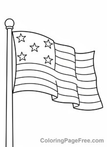 American Flag coloring page - Flagpole Close-up