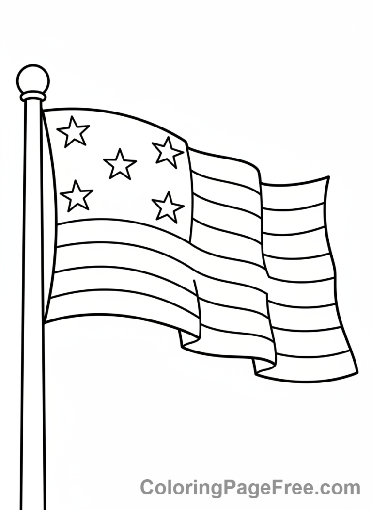 American Flag coloring page - Flagpole Close-up