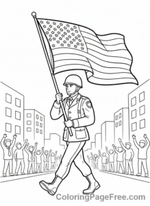 American Flag coloring page - Parade Flag Bearer