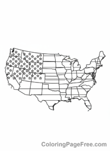 American Flag coloring page - USA Map Flag