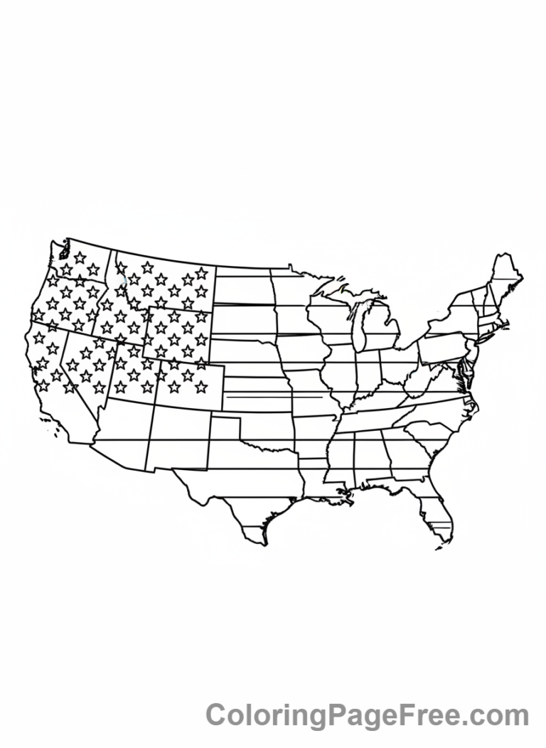 American Flag coloring page - USA Map Flag
