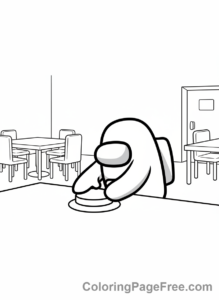 Among Us coloring page - Crewmate emergency button