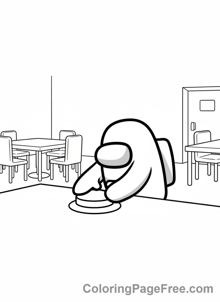 Among Us coloring page - Crewmate emergency button