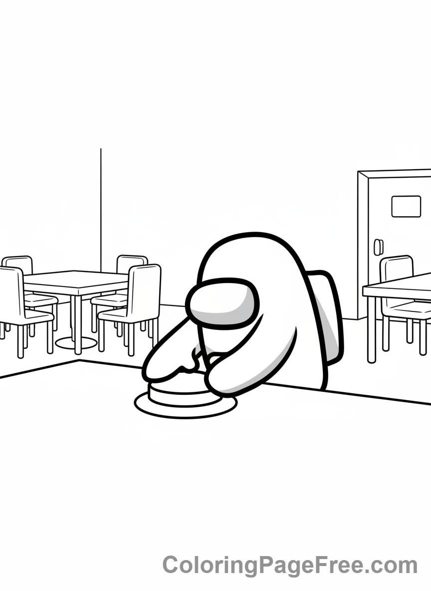 Among Us coloring page - Crewmate emergency button