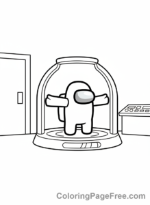 Among Us coloring page - Crewmate scanning MedBay